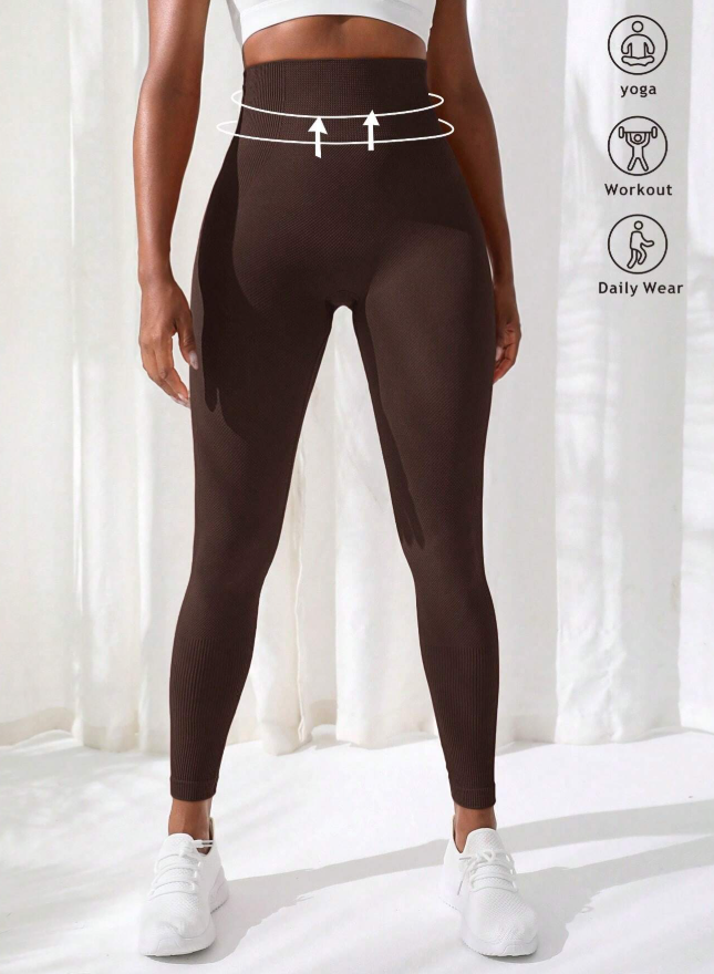 SHEIN Sport Studio Solid Color Sports Leggings Spandex