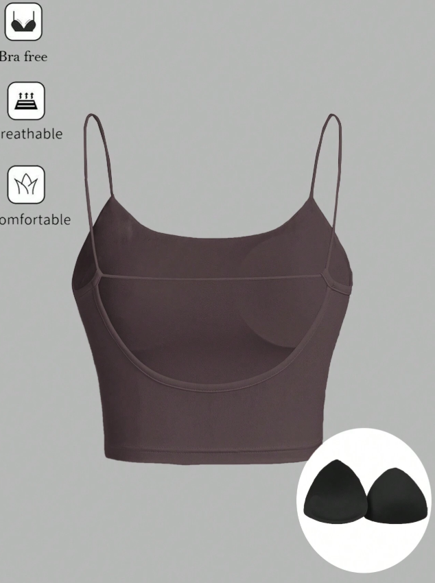 SHEIN Essnce Solid Crop Backless Cami Top For Summer