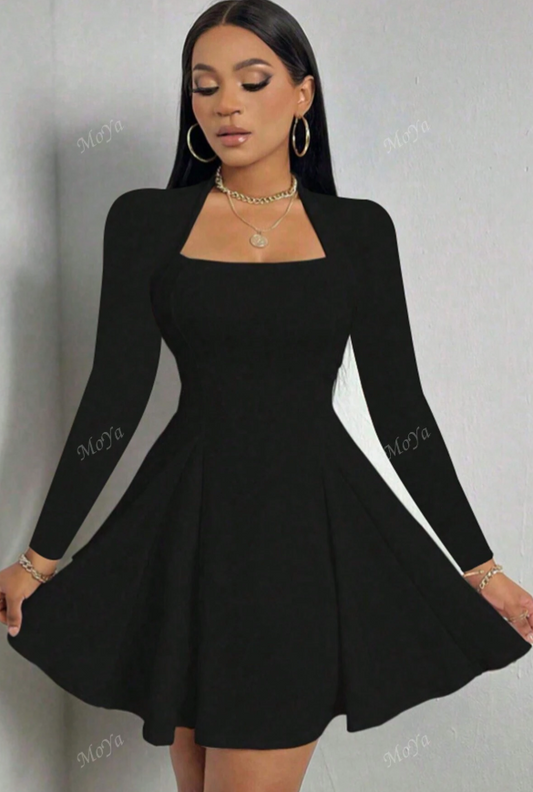 Sexy Fashionable Hollow Out Long Sleeve Short Dress