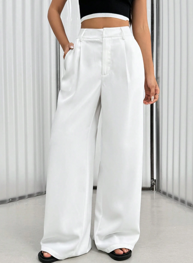 SHEIN X Mirella Santos SHEIN MOOSTA Women Solid Color Pleated High Waist