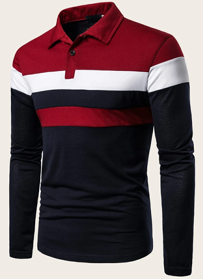 Manfinity Homme Men Color Block Collar Polo Shirt, For Going Out, For Husband & Daddy