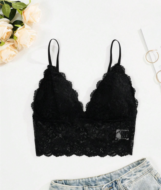 SHEIN Frenchy Women's Patchwork Lace Ultra Short Cami Top