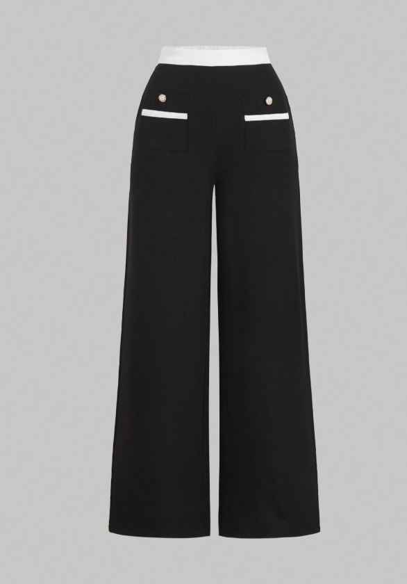 SHEIN MOD Colorblock Retro College Style Women's Long Pants Old Money Style Back To School Clothes