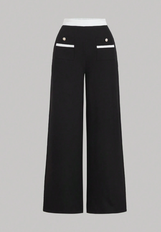 SHEIN MOD Colorblock Retro College Style Women's Long Pants Old Money Style Back To School Clothes