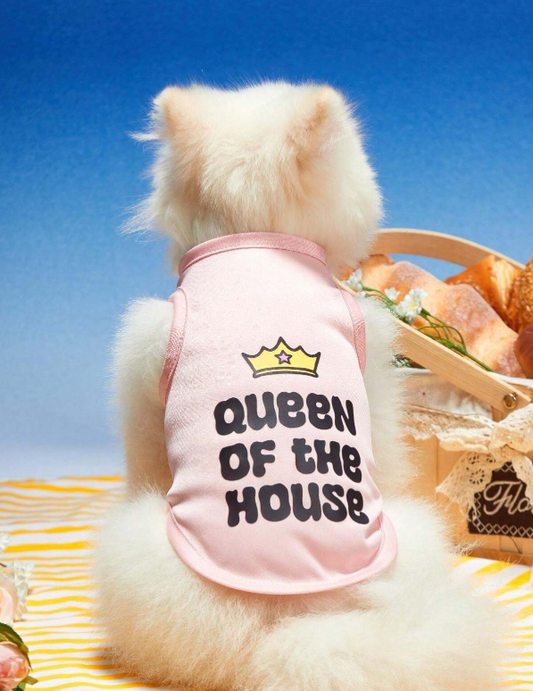 Debiesn Artist 1pc Comfortable And Breathable Pink Letter Printed Vest For Cats And Dogs, Holiday, Valentine's Day