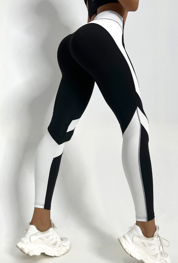 SHEIN Sport Studio Two Tone Yoga Leggings Tummy Control Sports Tights