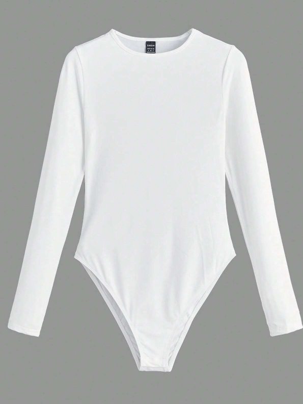 SHEIN BASICS 1pc Solid Slim Fit Tee Bodysuit