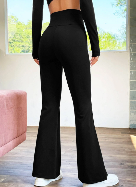 SHEIN EZwear Overlap Waist Flare Leg Pants