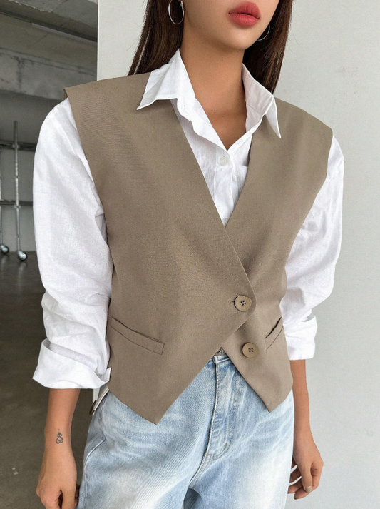 DAZY 1pc Button Front Vest Blazer