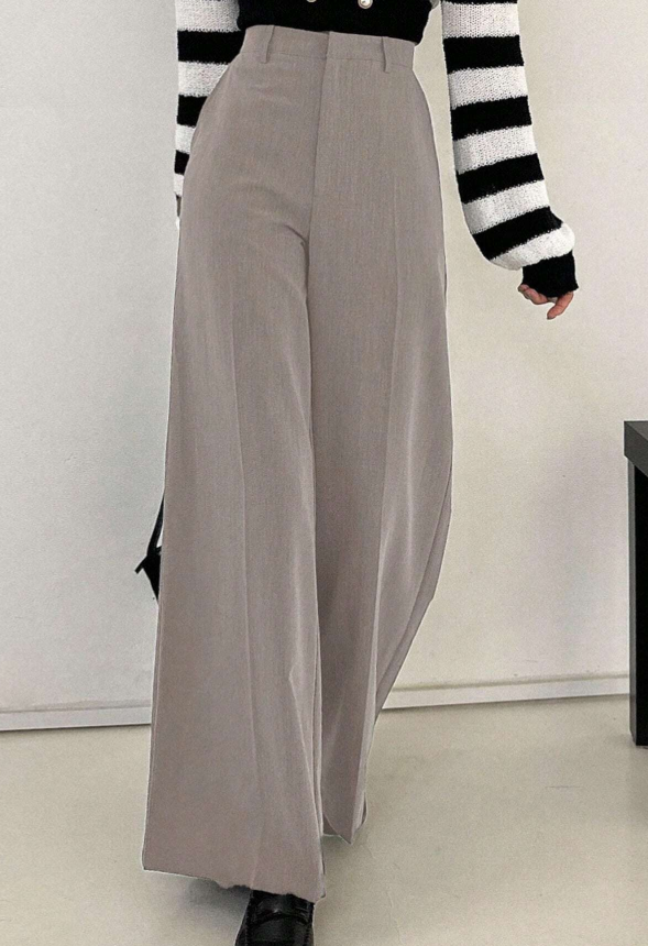 DAZY Women's Solid Color Wide Leg Pants, Business Casual