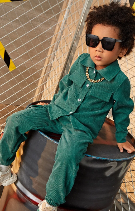 SHEIN Young Boy 1pc Flap Pocket Jacket & 1pc Pants