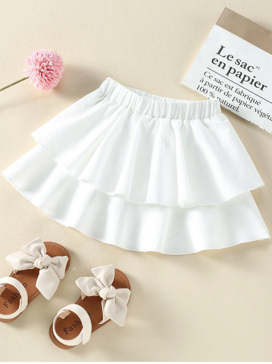 SHEIN Young Girl Fresh Ruffled Layered Skirt, Cute & Easy To Match, Comfortable For SpringSummer Daily Wear