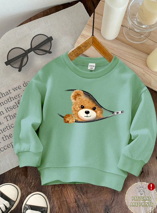 SHEIN Baby Boy Knit Soft Casual Crew Neck Thickened Sweatshirt Suitable For Autumn & Winter
