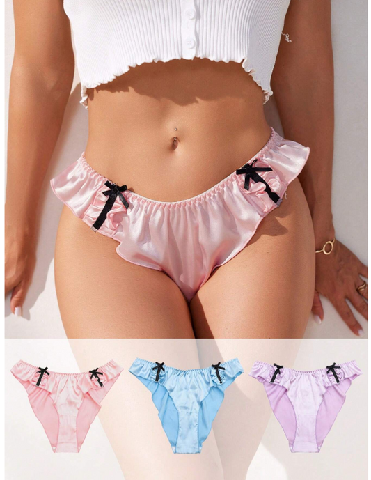Eraneu Women's Fashion Triangle Panties With Bow Decoration
