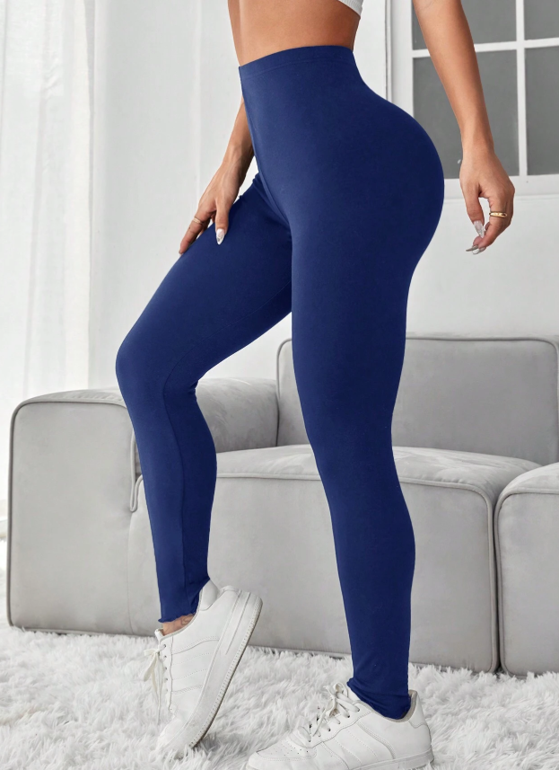 SHEIN PETITE Solid Color High Waist Leggings