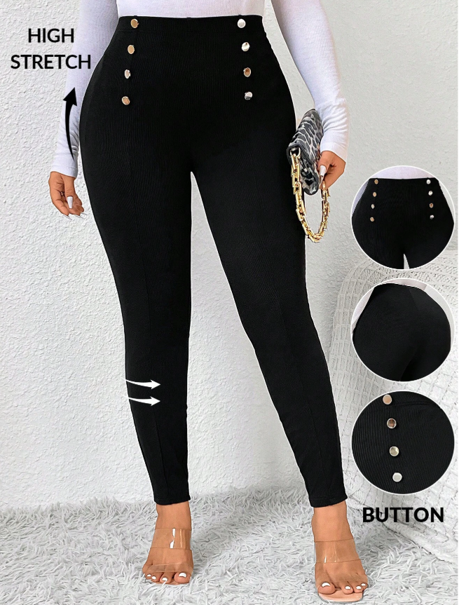 SHEIN Frenchy Plus High Waist Double Breasted Leggings