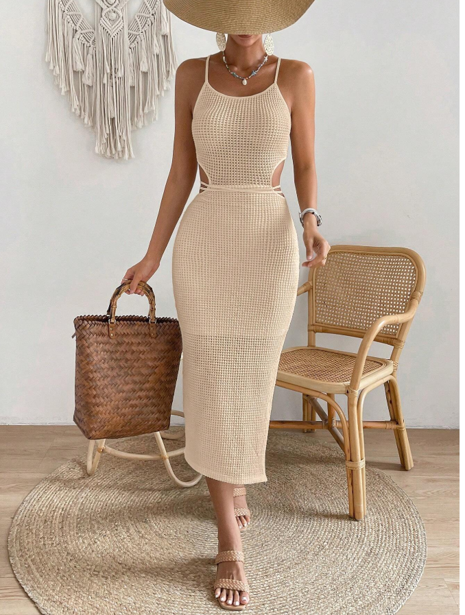 SHEIN Relaxiva Cut Out Split Thigh Cami Dress Maxi Women Outfit