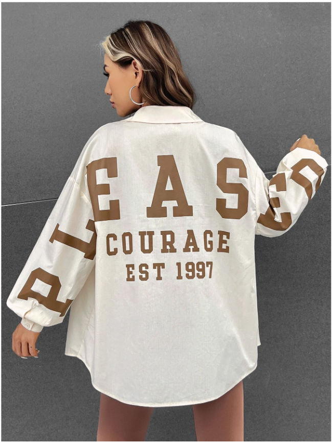 SHEIN EZwear Letter Graphic Drop Shoulder Shirt