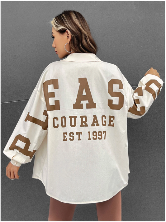 SHEIN EZwear Letter Graphic Drop Shoulder Shirt