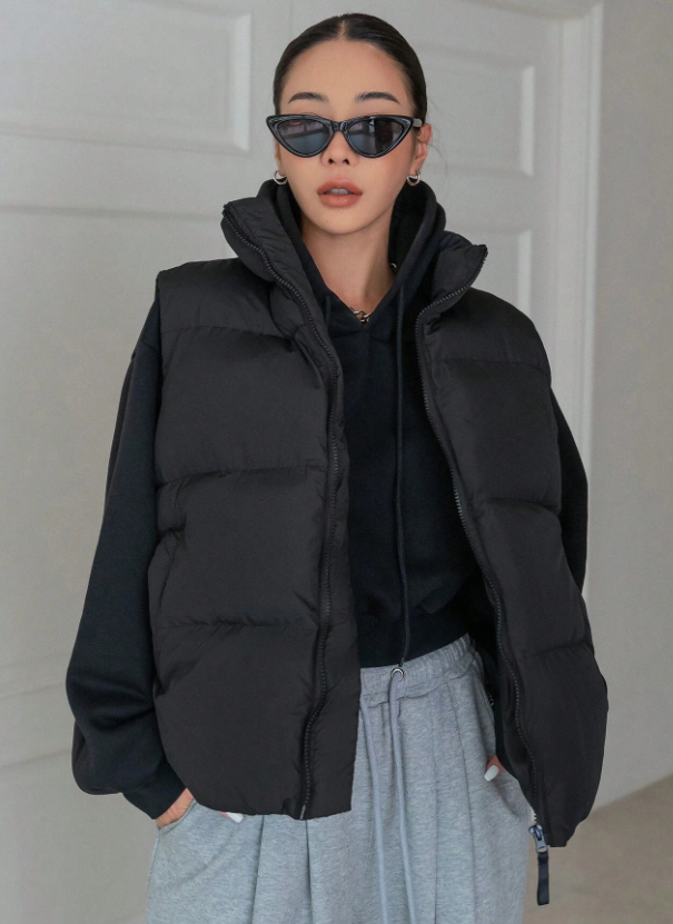 DAZY Zippered Sleeveless Padded Coat ,Winter Women Clothes,Winter Coat Women