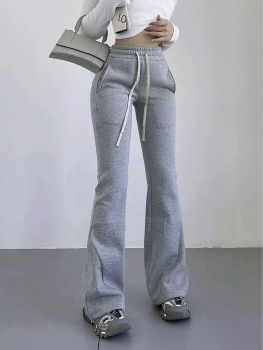 SHEIN Slayr Women's Solid Color Drawstring Pocket Casual Straight Sweatpants