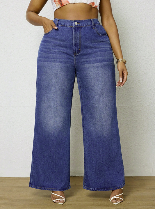 SHEIN EZwear Plus High Waist Wide Leg Jeans