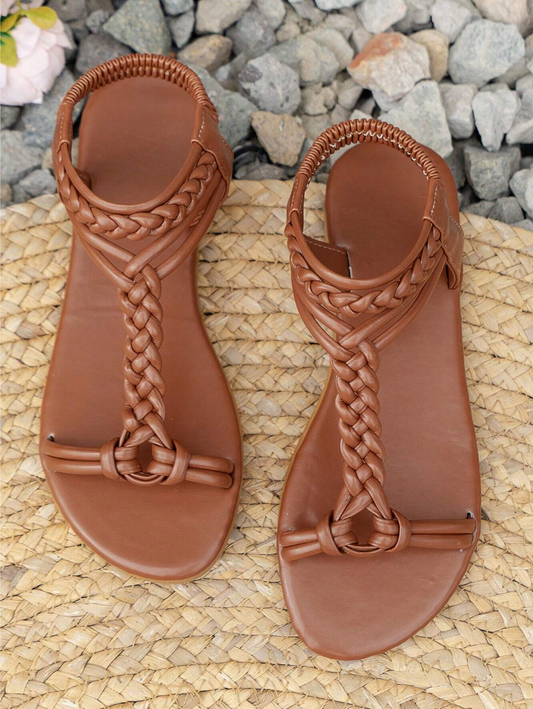 Women's Fashionable Woven Beach Resort Style Slip-On Sandals For Summer Holiday