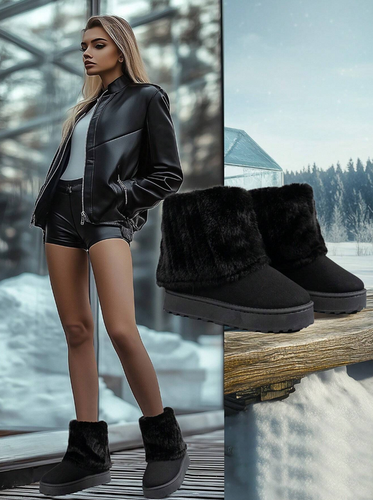 New Women Snow Boots Platform Height Increasing Ankle Boots