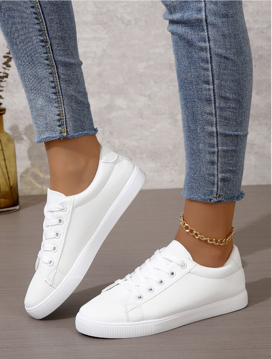 New Arrival Ladies' Casual Sports Shoes, Fashionable & Versatile White Sneakers For Women