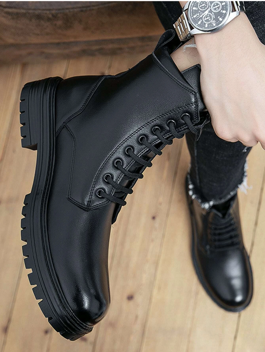 Go With Jeans,Men Minimalist Lace-Up Front Boots Valentine