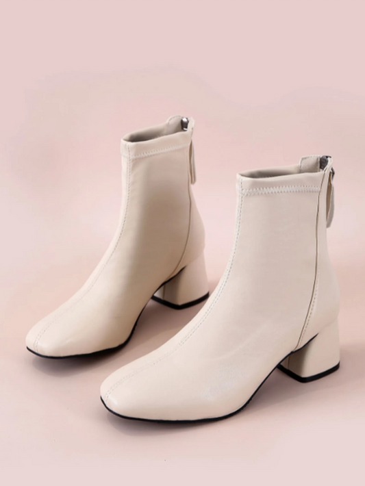 Women's Fashion Solid Color Ankle Boots Fashion Match Leggings With Back Zippe