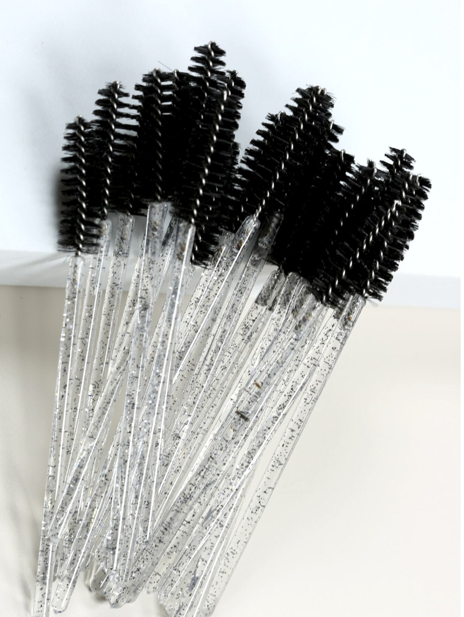 25pcs Disposable Mascara Wands Eyelash Brush Spoolies for Eyelash Cleaning Eyebrow Crystal