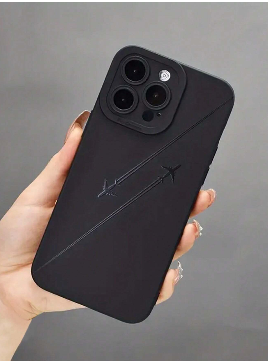 Plane Trail Print Matte Black Phone Case