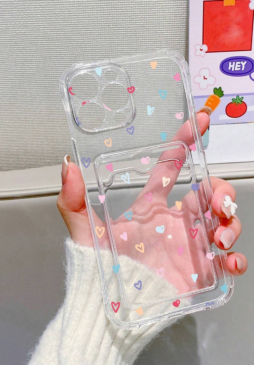 1PC Colorful Cute Heart Shape Design Shockproof TPU Phone Case