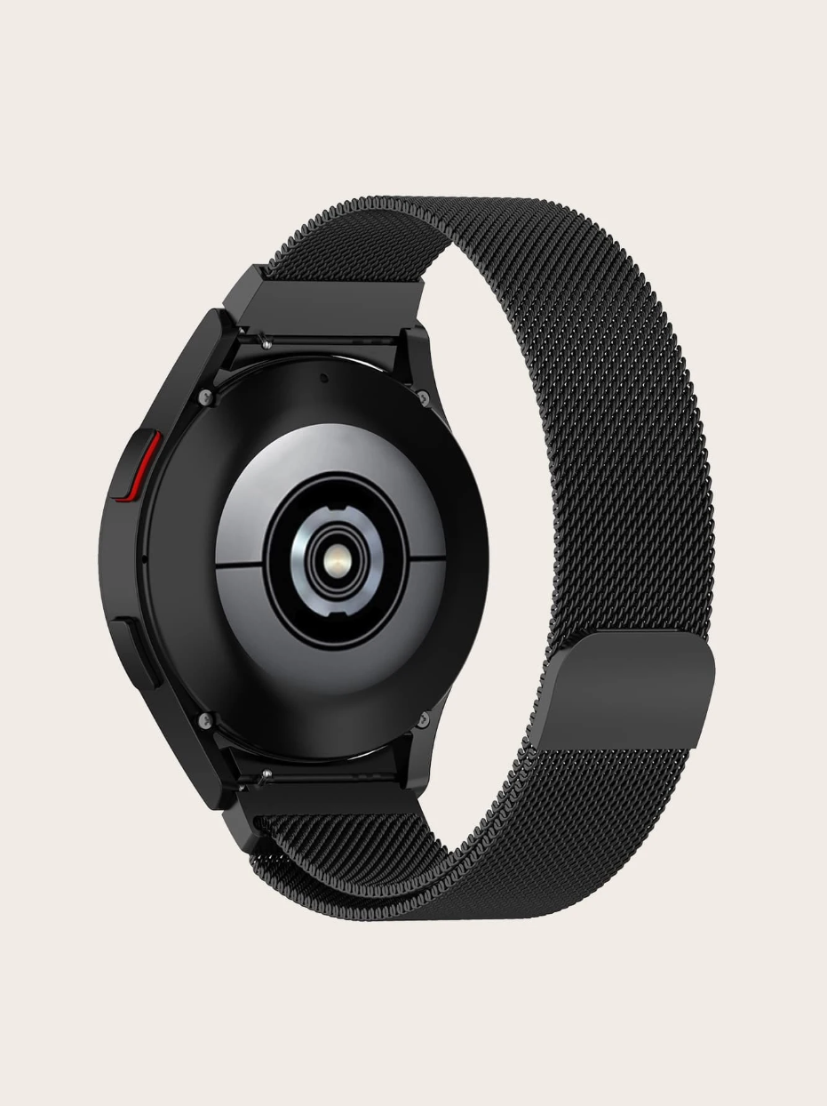 1pc Black Milanese Magnetic Loop Strap With Adjustable Bead & Head