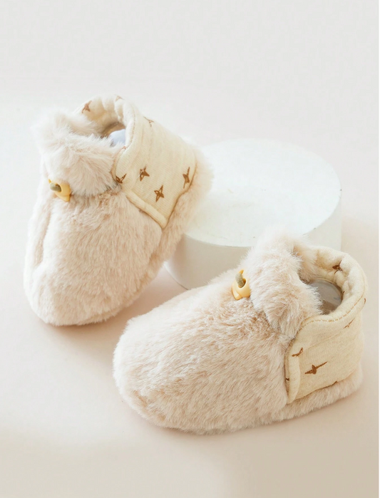 1pair Unisex Babies' Cute Fleece Booties Socks For Warmth In Winter