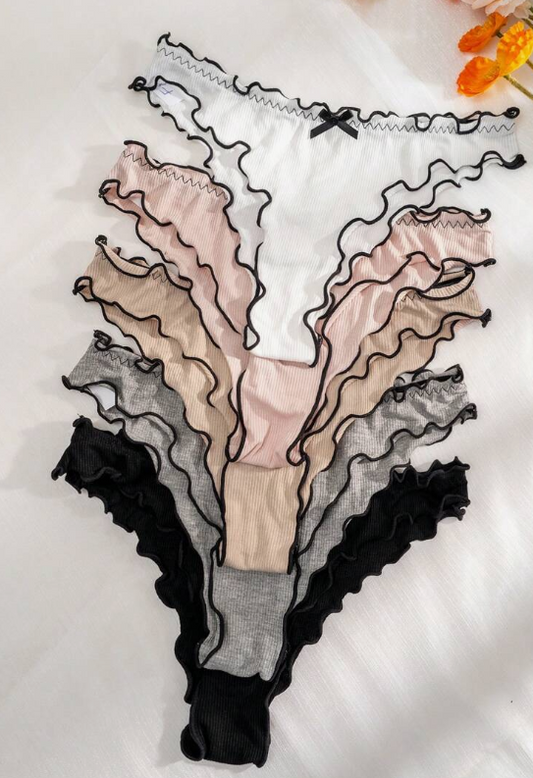 Women Fashionable Wave Edge Hollowed-Out Triangle Panties (Pack Of 5)