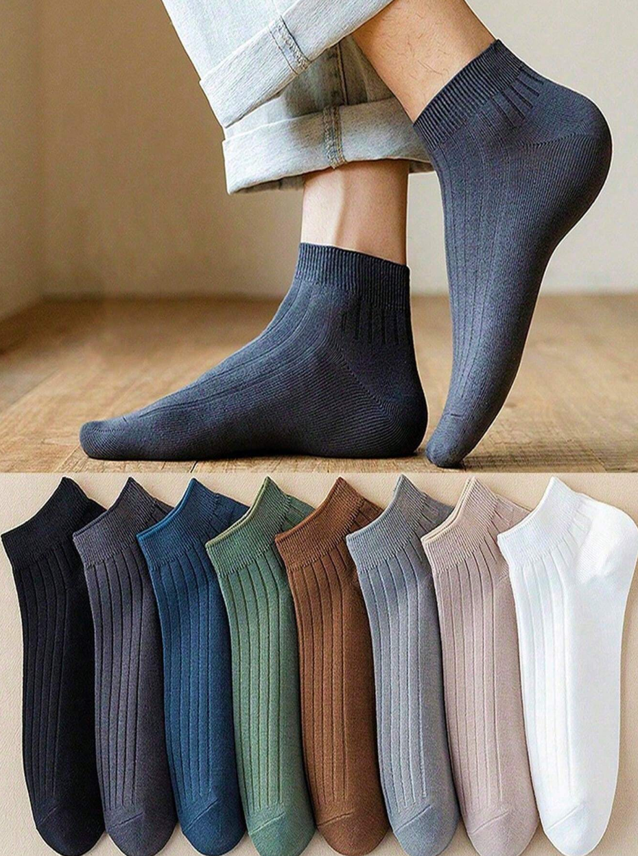 5pairs Random High Quality Solid Color Socks For Men, Daily Wear