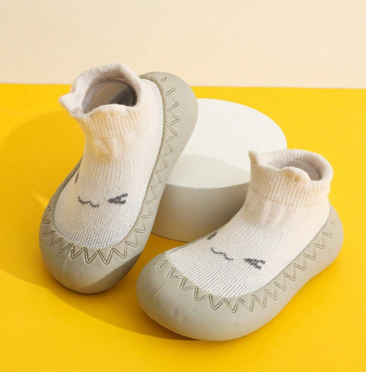 1pair Baby Walking Shoes Socks, Soft Anti-Slip Sole, Breathable