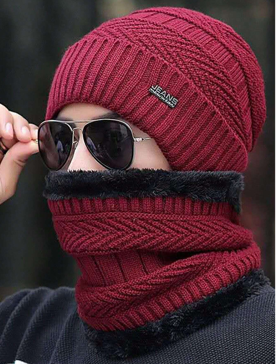 1pc Multi-Color Winter Warm Beanie Cap, Thickened Knitted Ski Hat