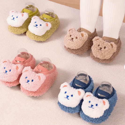 1pair Baby Floor Shoes With Soft Sole & Thickened Thermal Fleece