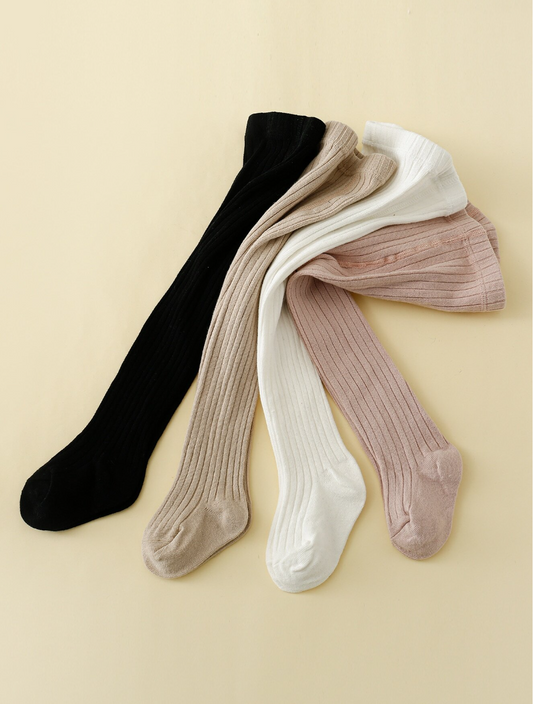 4pcs Baby Girls' Simple Basic Tights, Suitable For Daily Wear