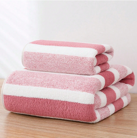 1pc Pink Color Soft And Absorbent Towel, Coral Fleece Wide 70x140