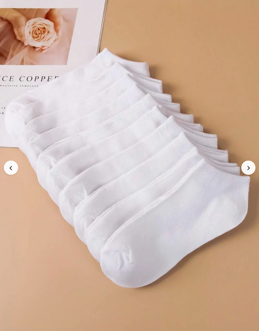 10pairs Solid Ankle Socks