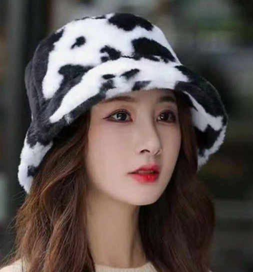 Japanese Style Fashionable Cow Print Bucket Hat For Women