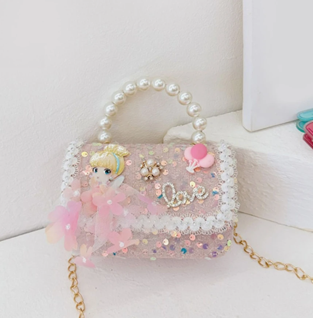 Mini Glitter Decorated Fashion Faux Pearl Satchel For Evening Party