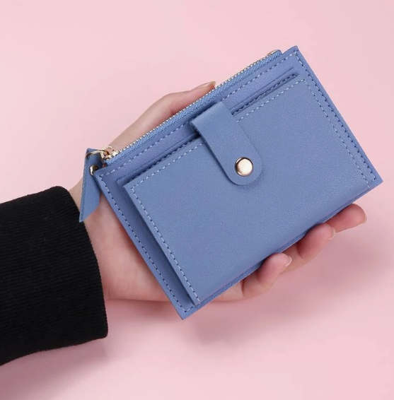 Minimalist Snap Button Short Wallet Solid Color PU Mini Coin