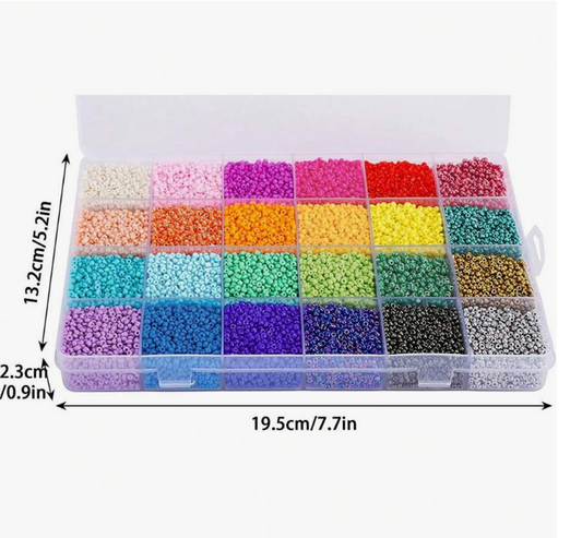 1 Box 2mm Small Glass Seed Beads, 24 Random Colors Craft Beads for Bracelets