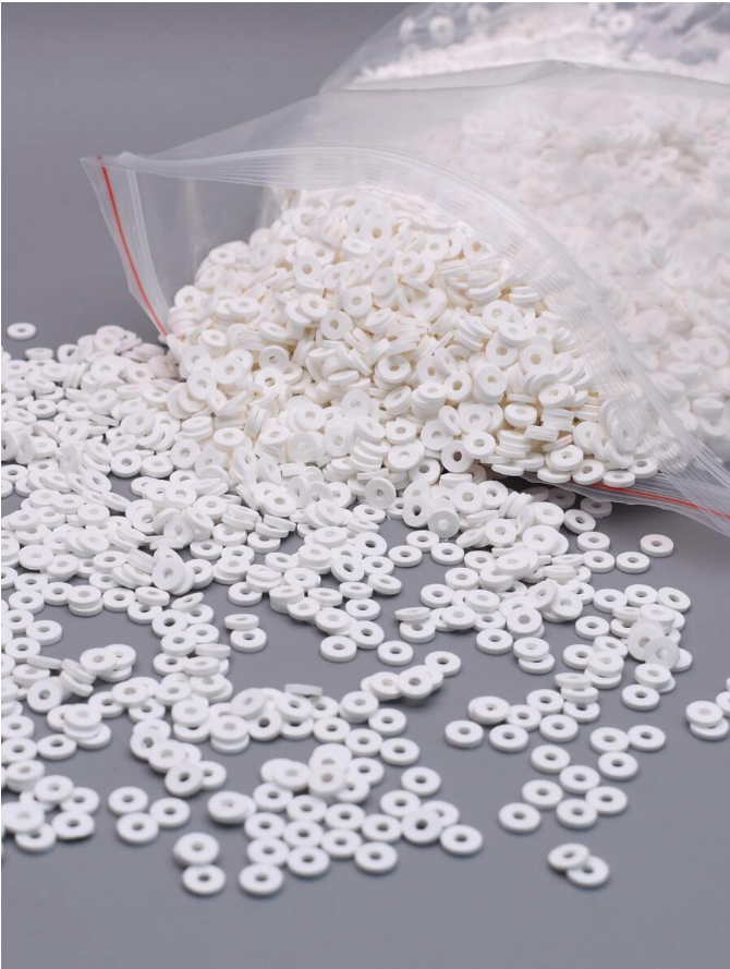 80g 3300pcs white color clay disc beads for DIY making