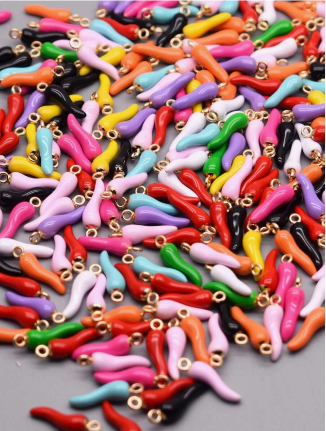 20pcs Color Block Chili Shape DIY Pendant